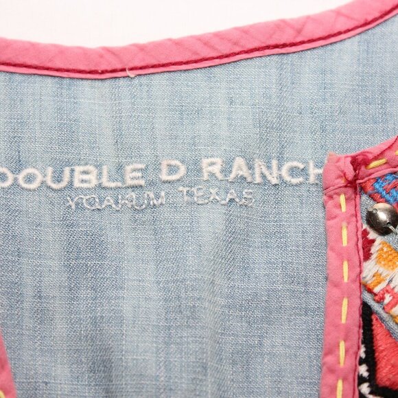 Double D Ranch Womens Embroidered Tunic Tencel Linen Size Small 3/4 Sleeve VNeck - Picture 4 of 8